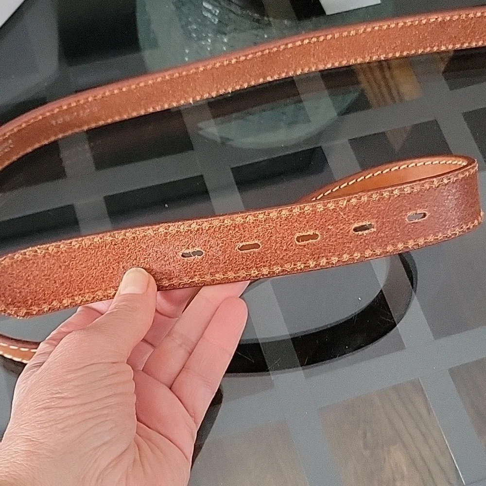 Brown Leather Renoma Paris Made Italy Genuine Belt Unisex Logo New Handmade L,XL